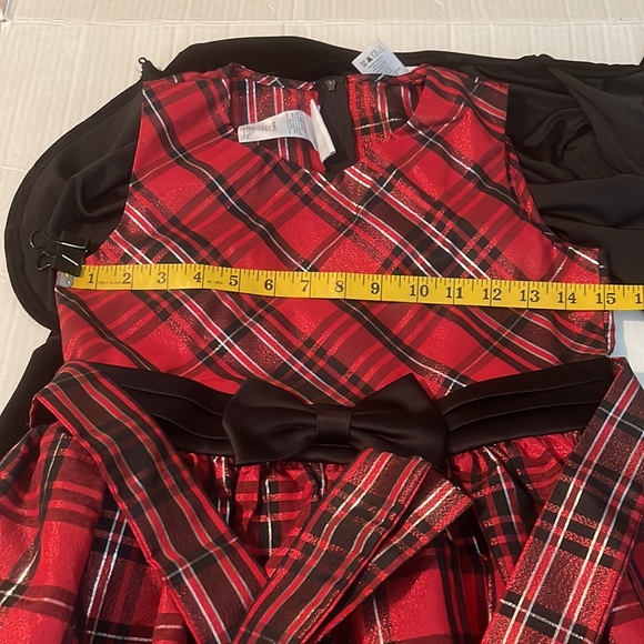 ♻️ Bonnie Jean 2 Piece Set Red Black Silver Holiday Dress with Jacket size 14 - Picture 6 of 7